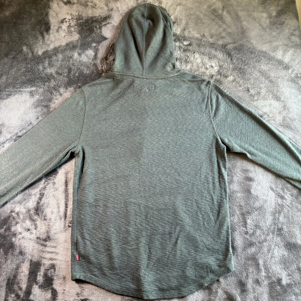 Levi's Mens Polyester Rayon Hoodie Pullover Curved Hem Small Green